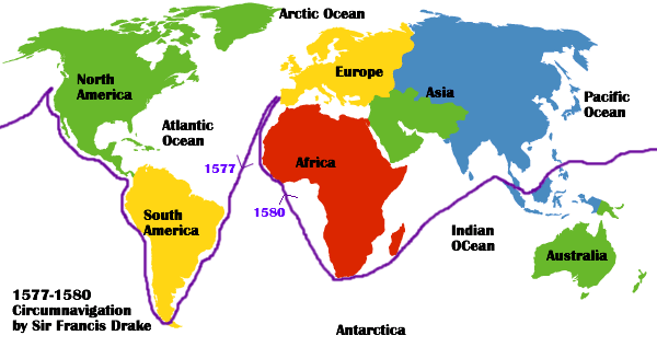 Francis Drake Circumnavigation Route