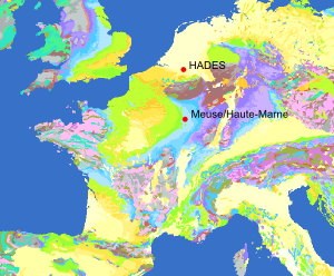 Location of the Belgian HADES and French Meuse/Haute-Marne underground labs