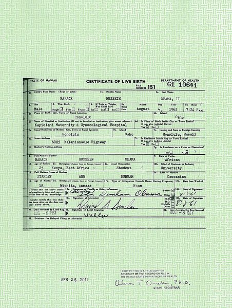 Barack Obama's long-form birth certificate. Barack Obama's long-form birth certificate.