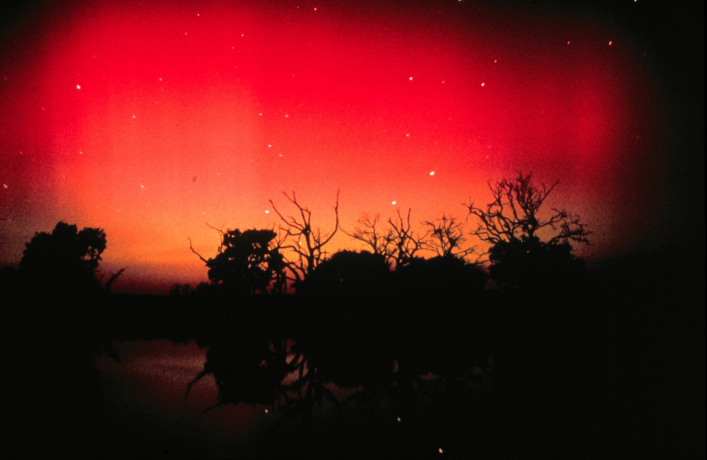 Aurora Australis, the Southern Lights, like Aurora Borealis (Northern Lights), seen during geomagnetic storms, Kangaroo Island, South Australia, by David Miller/National Geophysical Data Center, via Image Editor Flickr.com photostream