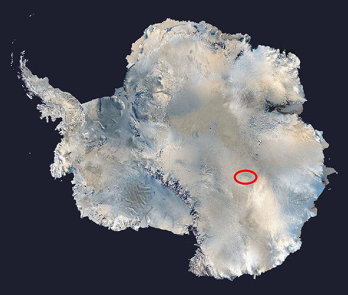 Location of Lake Vostok in Antarctica