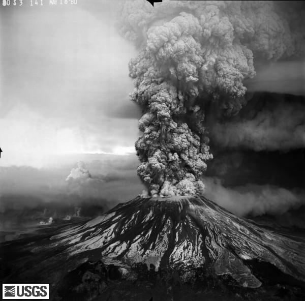 Mount St. Helens erupts 1980