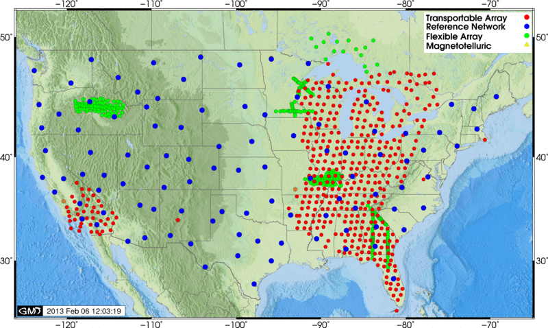 Seismic array showing the Salomon qearthquake signal in the US