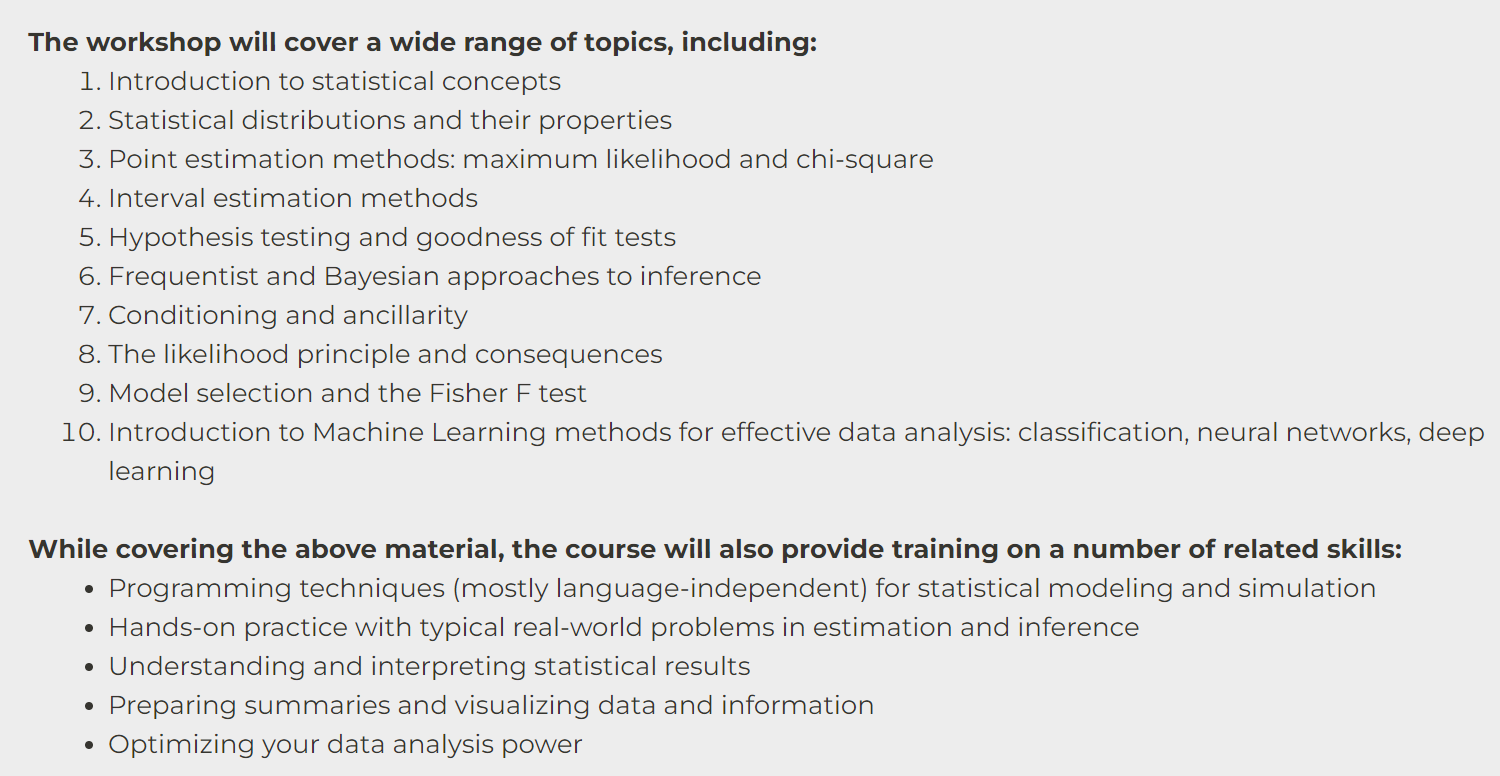 Statistical Methods For Fundamental Science Course Starts Tomorrow