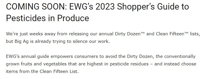Environmental Working Group Says Dirty Dozen Delayed Until Toxic Organic Pesticides Are Left Out Again