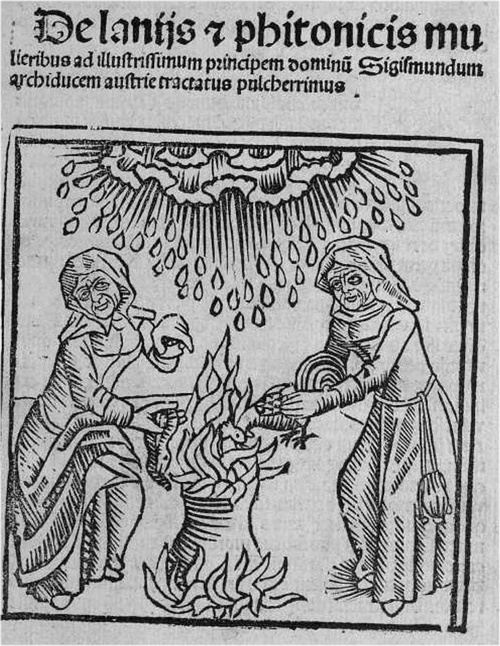 Illustration of witches with a cauldron and rain. Illustration of witches with a cauldron and rain.
