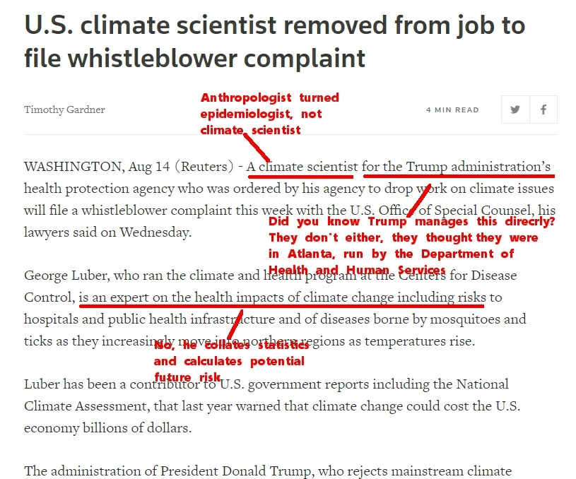 CDC Epidemiologist George Luber Sues Because He Only Wants To Write About Global Warming
