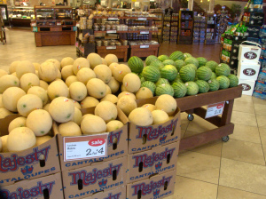 Melons at Bel Air market in Woodland, CA