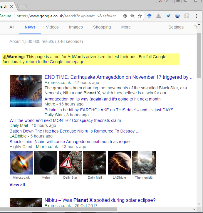 Floods Of Fake Astronomy Fill Google News -  Children As Young As 14 & Younger  Get Scared, Sick & Suicidal