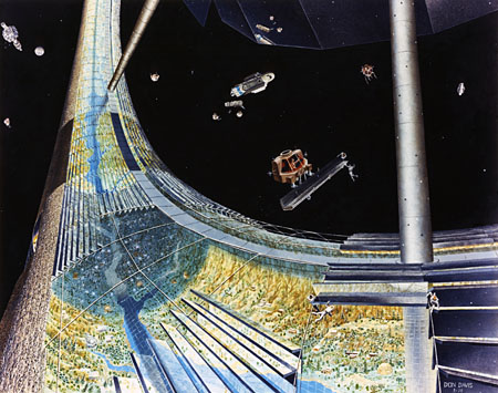 Stanford Torus Interior (NASA), population 10,000, NASA space colony art from the 1970s