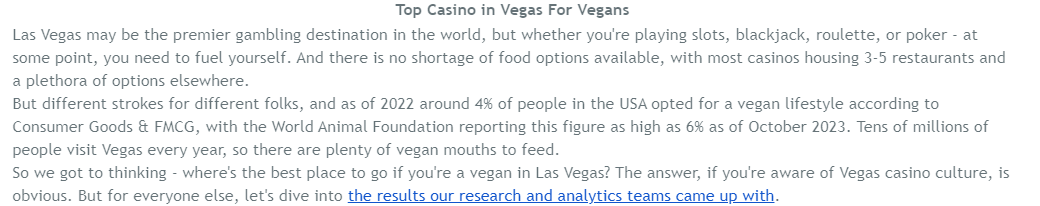 Vegans In Vegas - A Finding We Won't Be Covering Today