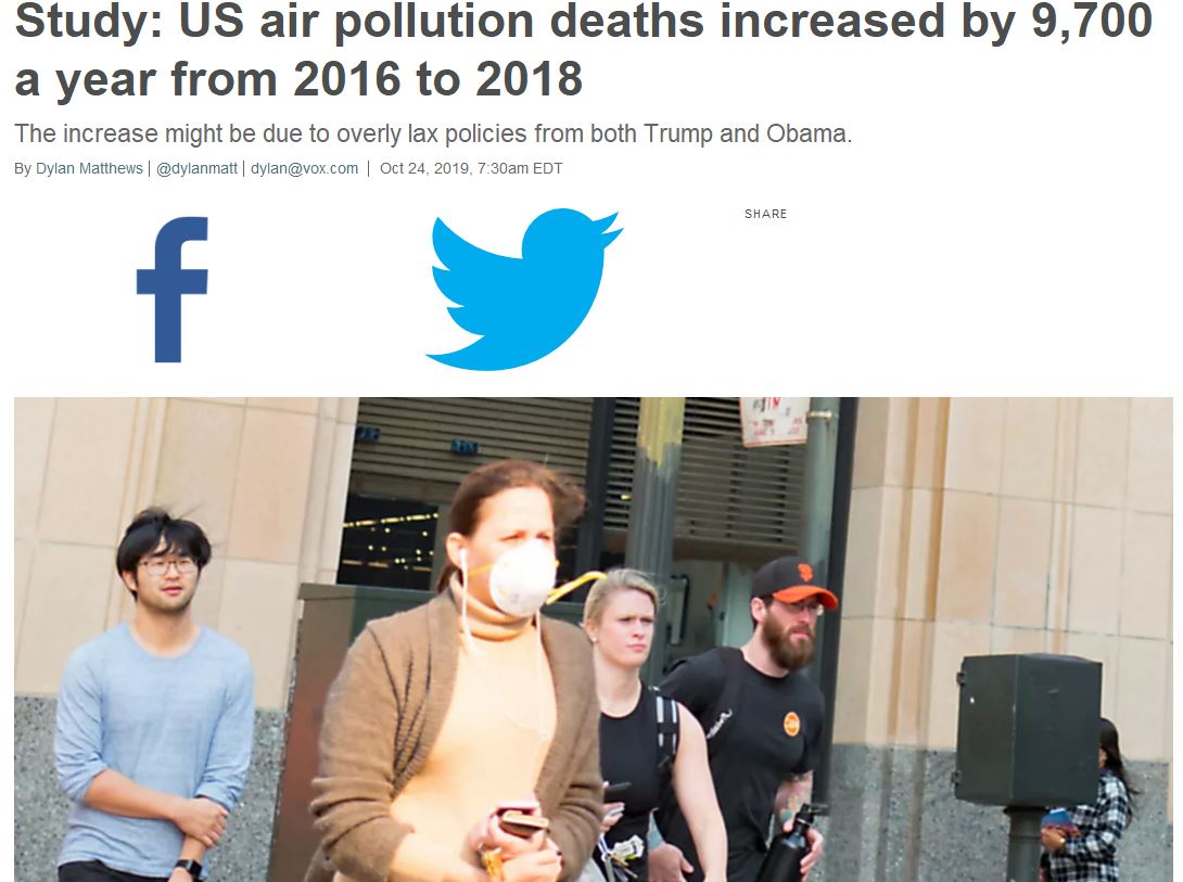 Economists Claim Air Pollution Caused 10,000 More Deaths Due To Trump - It's Political Nonsense