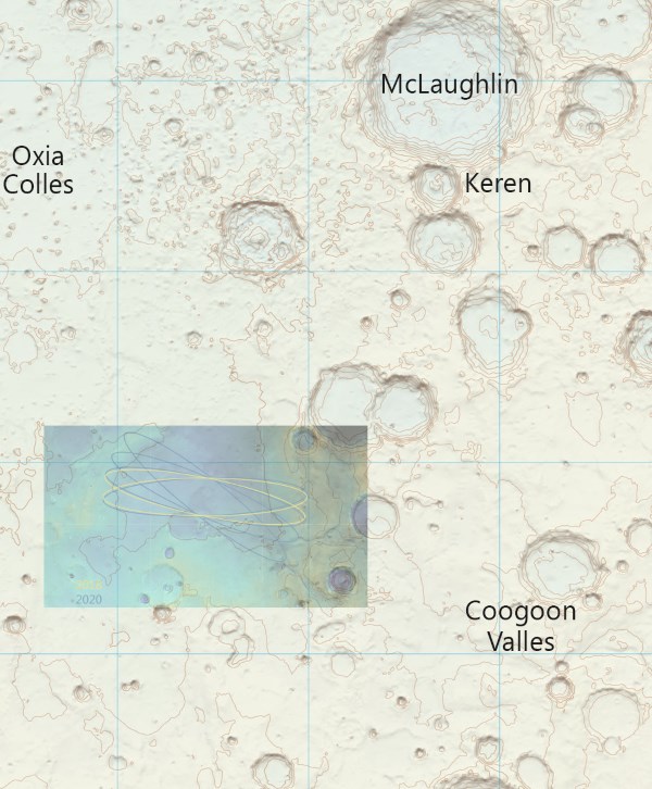 First OS Contour Map For A Mars Region - With ExoMars 2018 Landing Ellipse In Oxia Planum Superimposed