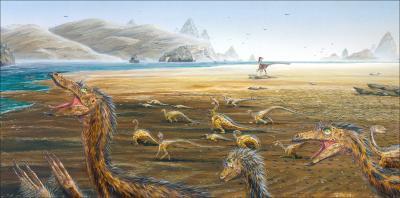 Young dinosaurs roamed together, died together